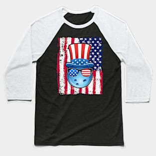 Bowling Ball American Flag 4th of July Funny Gift Baseball T-Shirt